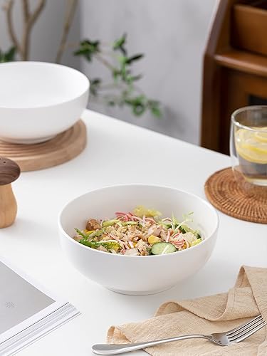 Miniatura 5 de Kanwone Cuencos grandes para servir 52 onzas cuencos de ensalada de porcelana pasta cuencos de sopa juego de 2 platos para servir para