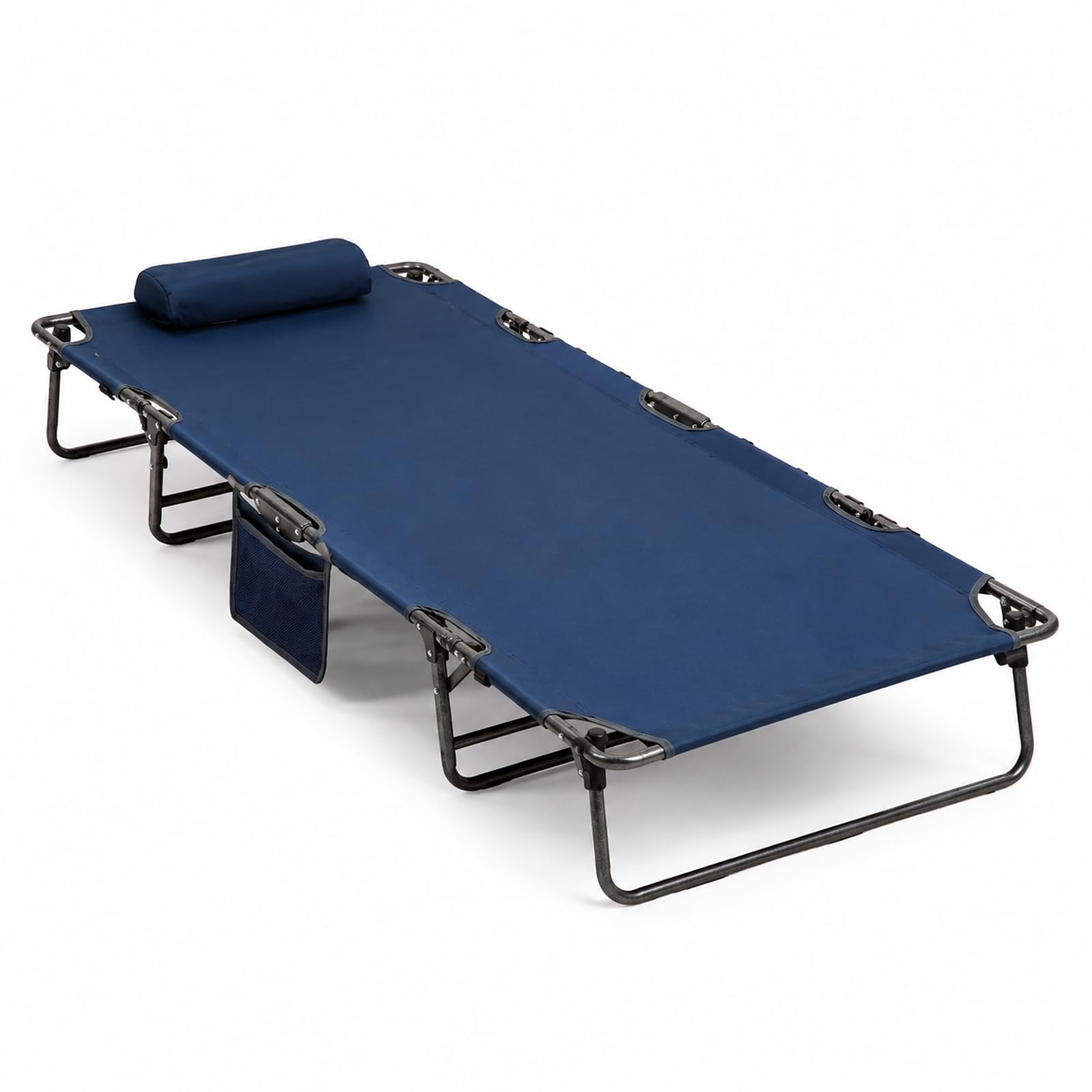 SUNNYFEEL Portable Folding Camping Cot Lightweight, Outdoor Sleeping Cots with Pillow, Easy Set up and with Load-Resistant Support 300 LBS for Travel Camp Beach Vacation Blue