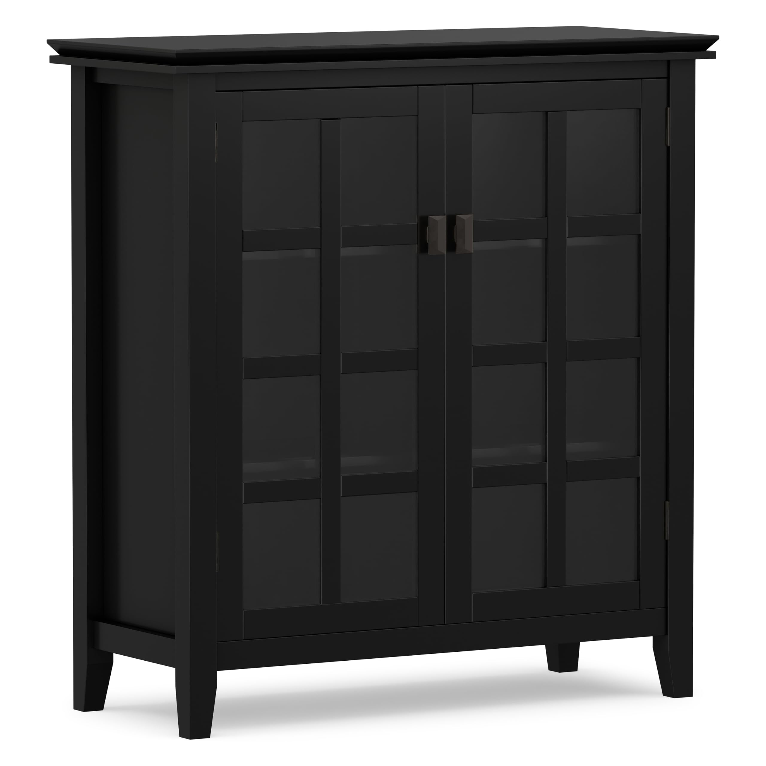 SIMPLIHOME 38 inch Solid Wood Black Storage Cabinet