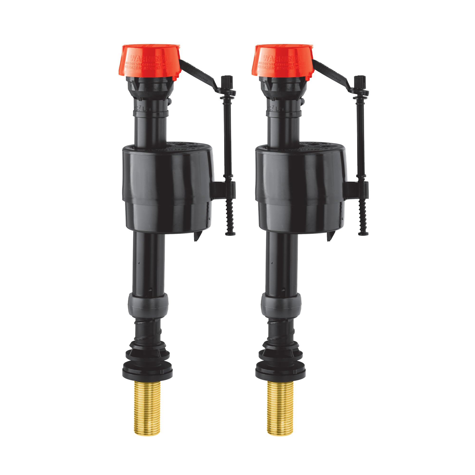 Fluidmaster PRO45BTWIN Toilettenfüllventil, 2 Stück, inklusive PRO45B Messingschaft mit unterem Eingang – leises Nachfüllen, verstellbare Höhe, Anti-Siphon, WRAS-geprüft – 5 Jahre Garantie