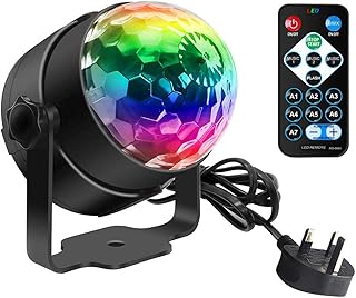 Disco Lights, SEBRUANC Mini Disco Ball LED Party Lamp Music Controlled Disco DJ 360° Rotating Ball Lights 3W RGB Stage Lights with Remote Control for Home Parties Birthday KTV Party Christmas 1pc