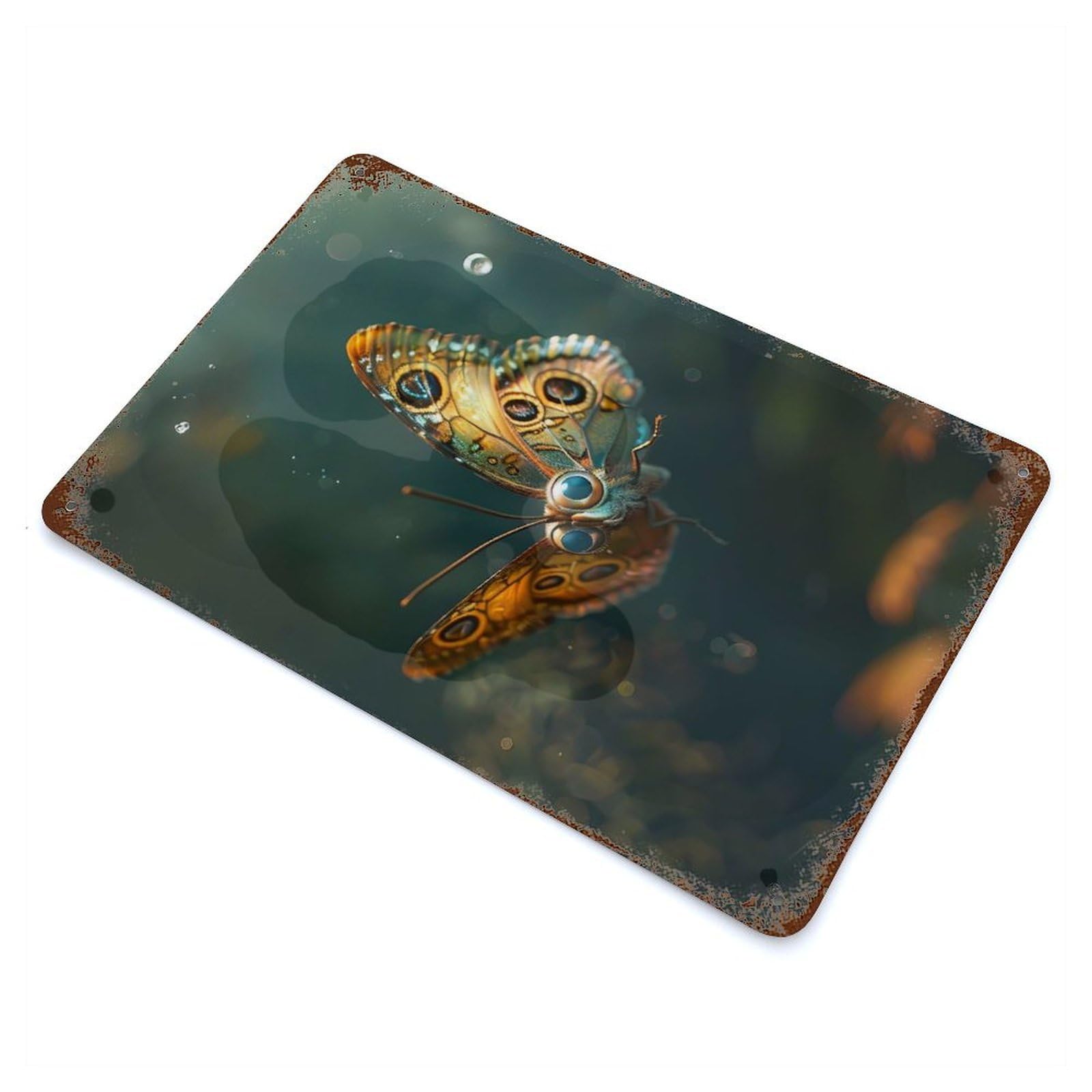 Butterfly Sea Vintage Rust Metal Sign 11.8"x7.9", Farmhouse Wall Decor for Garage, Pub Or Kitchen
