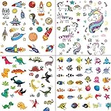 250pcs Temporary Tattoos for Kids Birthday Party - Featured 4 Series of Cute Waterproof Tattoos for