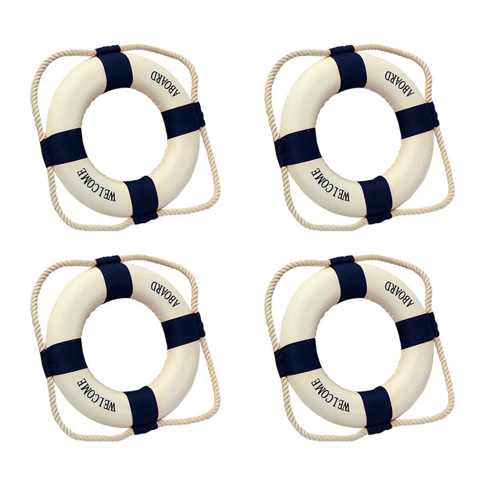 Bouee de sauvetage murale 50cm lot de 4 pour habiller un mur vide bleu