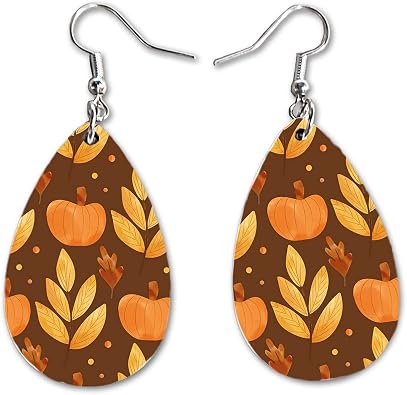 Halloween Fall Dangle Earrings Set | Cute Girls Womens Jewelry Earings | Double Sided Print | Holiday Gifts | Gnomes Witches Pumpkin Costume Ghost Accessories