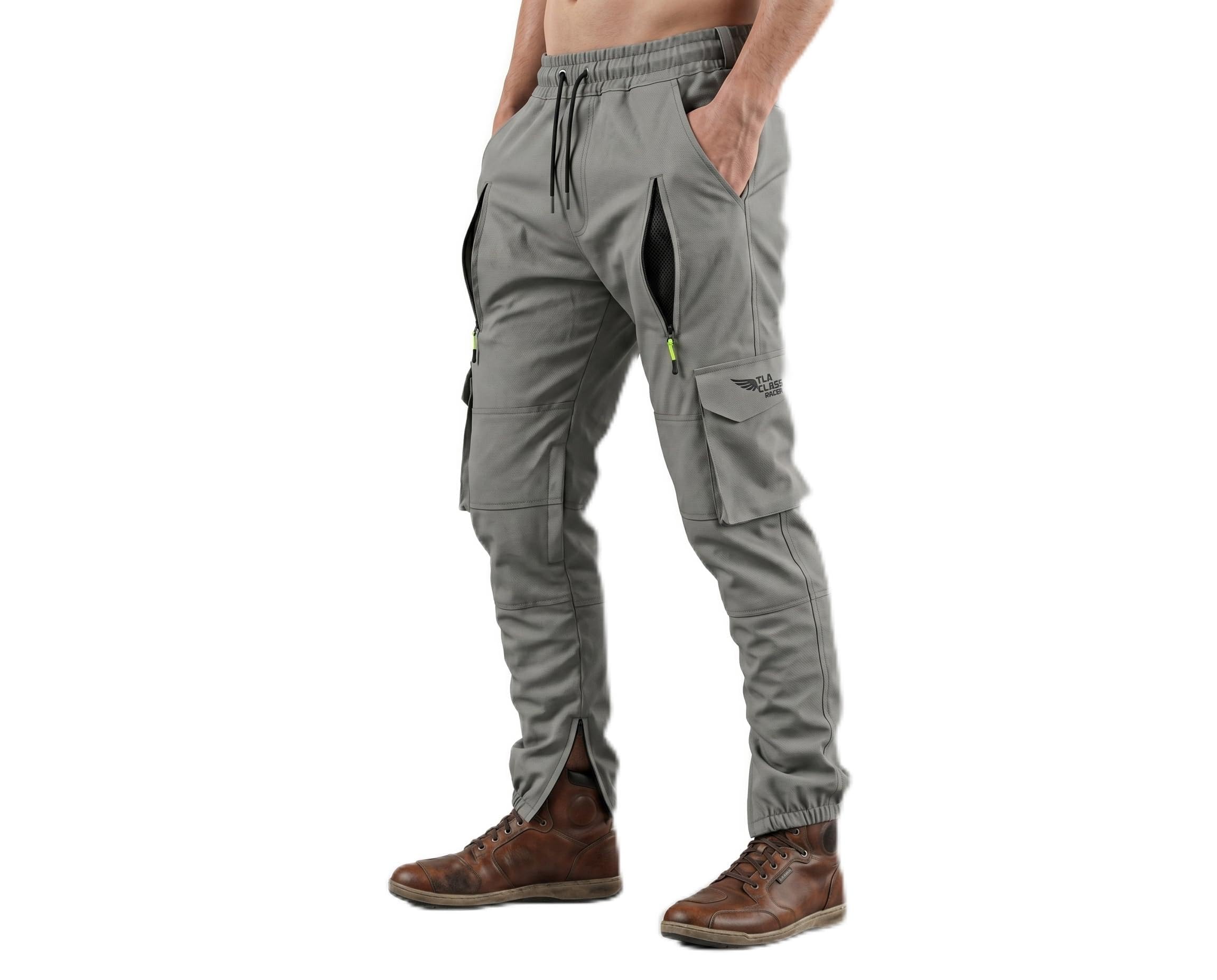 TLA Racer Pantaloni Moto, Protezioni CE, Rinforzi in Aramide. Taglie sino 6XL Uomo, Donna. Ampio Elastico in Vita, Coulisse con Lacci, Varie Tasche e Prese d’Aria. Pantaloni Moto, Scooter