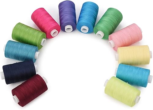Miniatura 27 de Simthread 12 hilos de algodón para todos los propósitos, 50s/3 hilos para coser, etc. - 550 yardas cada uno (colores neutros) 12 colores neutros,12