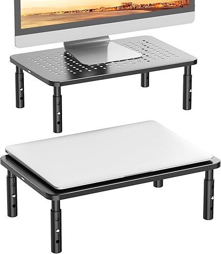 Vista 2 de WALI Bundles-Monitor Stand Riser añade soporte para monitor de computadora con cajón