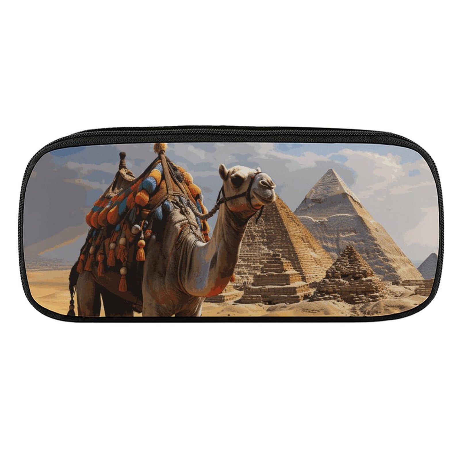 Pyramid Camel Pencil Case Waterproof Leather Pencil Bag Large Capacity Pen Pounch Cosmetic Makeup Bag for Women Men