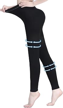AMZAM 15-20 mmHg Medical Compression Pantyhose for Women & Men | Compression Leggings, Opaque Footless Waist High Compression Stockings for Edema, Varicose Veins, Post Surgery, Black M