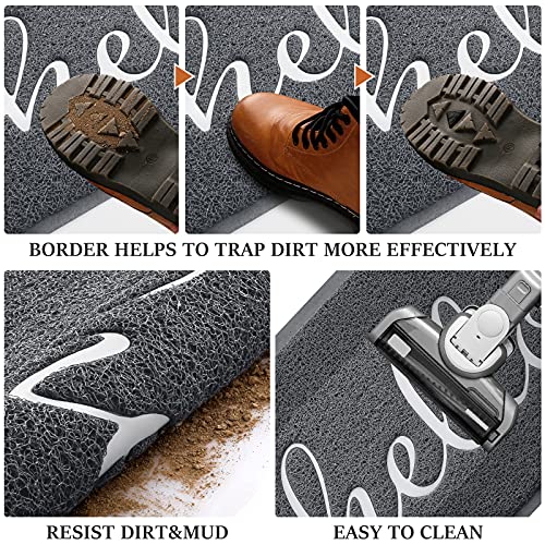Beneathyourfeet Door Mat (30"X17.5",Grey), Durable Welcome Mat Low Profile Floor Mat Front Doormat Indoor Outdoor Door Rug Non Slip Rugs For Entryway, Patio, High Traffic Areas #TOP5