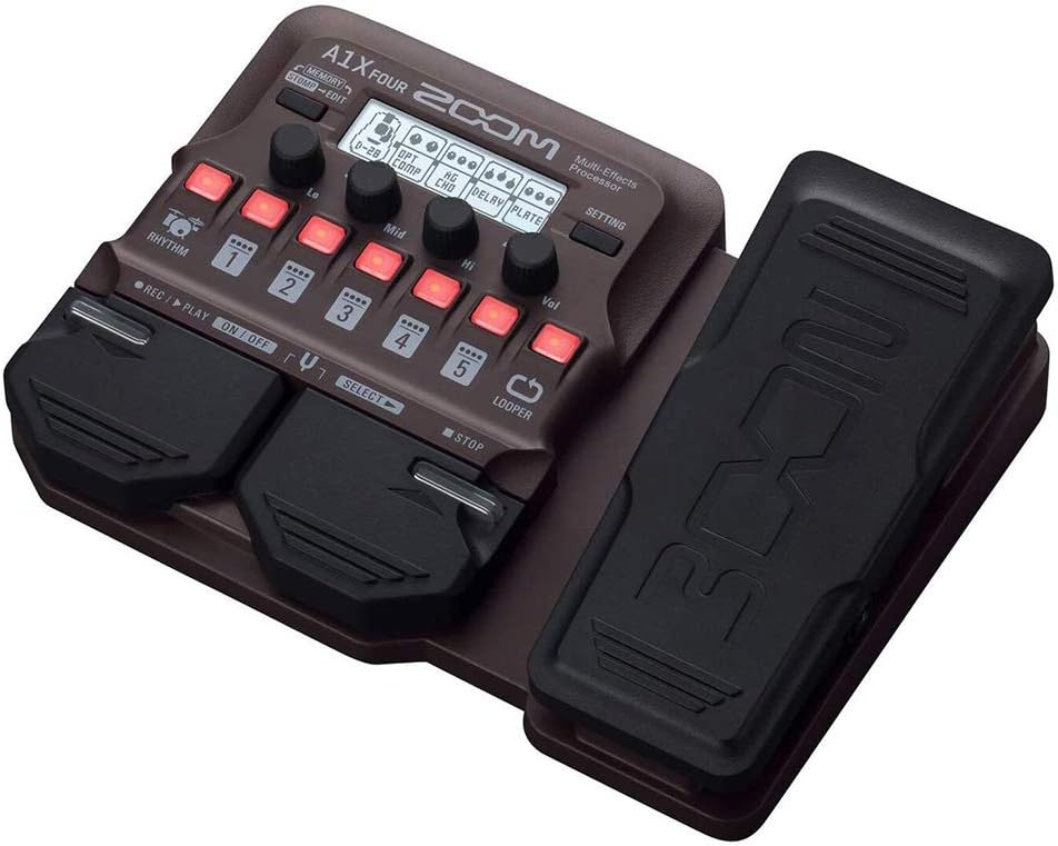 Zoom A1X Four Acoustic Instrument Multi-Effect Processor with Polsen HPC-A30 Monitor Headphones, 9V Power Adapter & 10ft Instrument Cable Bundle