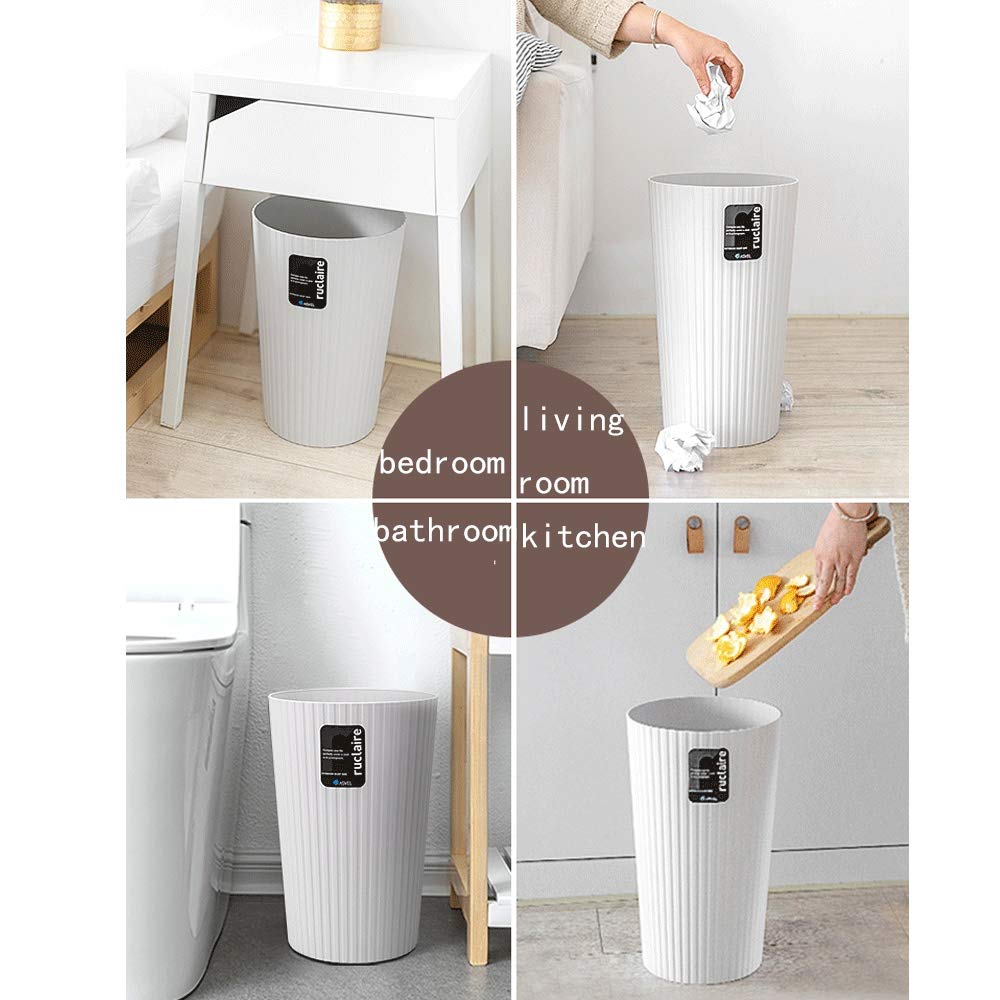 Cestino, Casa Scoperto Che Vivono Camera Bagno Cestino Creativo della Carta da Ufficio Cestino 6L / 10L / 13L (Color : White, Size : 6L)