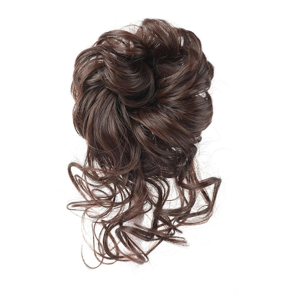 Haarknoten, synthetisch, unordentlich, gelockt, Chignon, Dount, Haarknoten mit elastischem Band, Kunstfaser, Pferdeschwanz, Haarteil, Donuts für Dutts (M4)