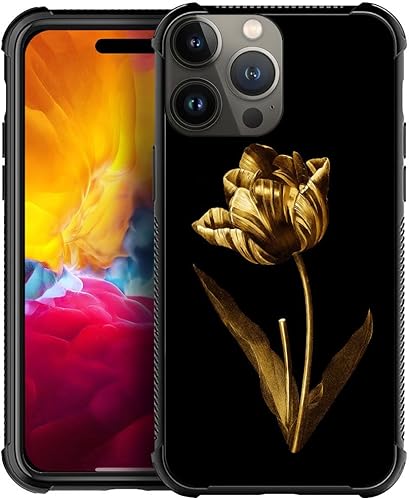 Miniatura 1 de DAIZAG Funda compatible con iPhone 15 Pro Max, funda Art Golden Rose para iPhone 15 Pro Max, fundas para hombre y mujer, protección completa, a