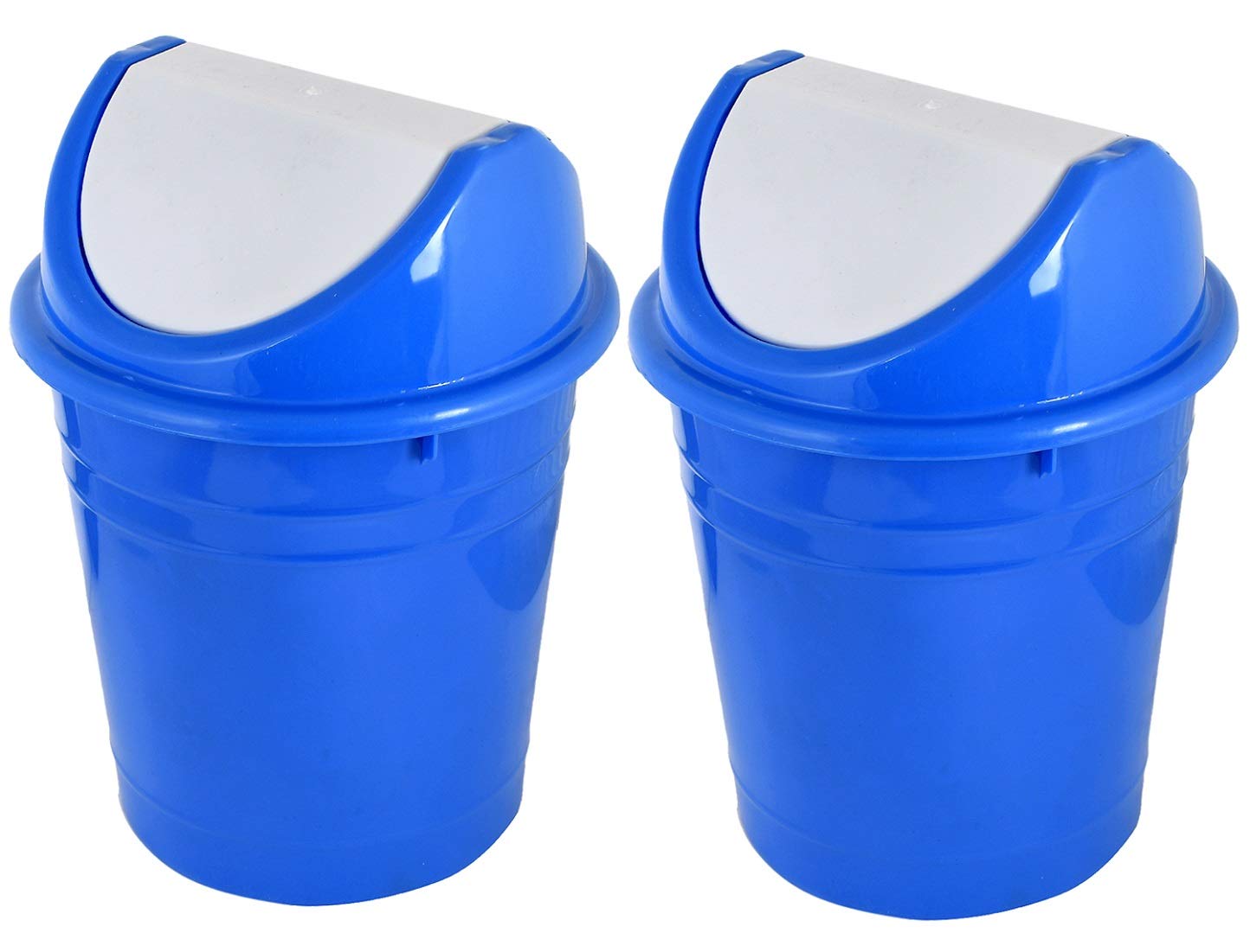 Kuber IndustriesPlastic 2 Pieces Medium Size Swing Lid Garbage Waste Dustbin for Home, Office, Factory, 10 Liters (Blue) -CTLTC38709