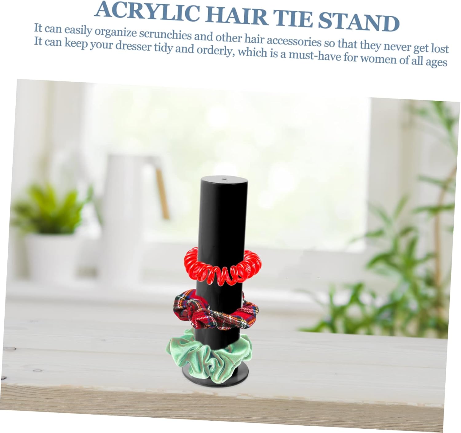 Hair Tie Storage Rack Hairband Organizer Bracelet Display Rack Headband Organizer Stand Hair Tie Holder Jeweled Headband Hand Ring Holder Acrylic White Vertical Jewelry (Black 1 Count (Pack of 1))