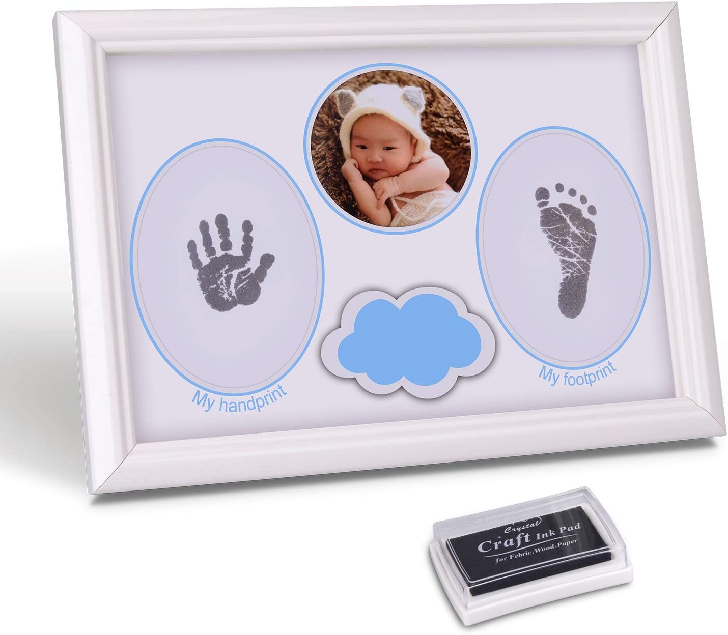 ESEOE Baby Footprint Kit, Baby Picture Frame Baby Handprint kit with Ink Pad, Perfect for Baby Boy Gifts and Safe for Baby Girl Gifts, Newborn/Baby/Kid Keepsake Frames
