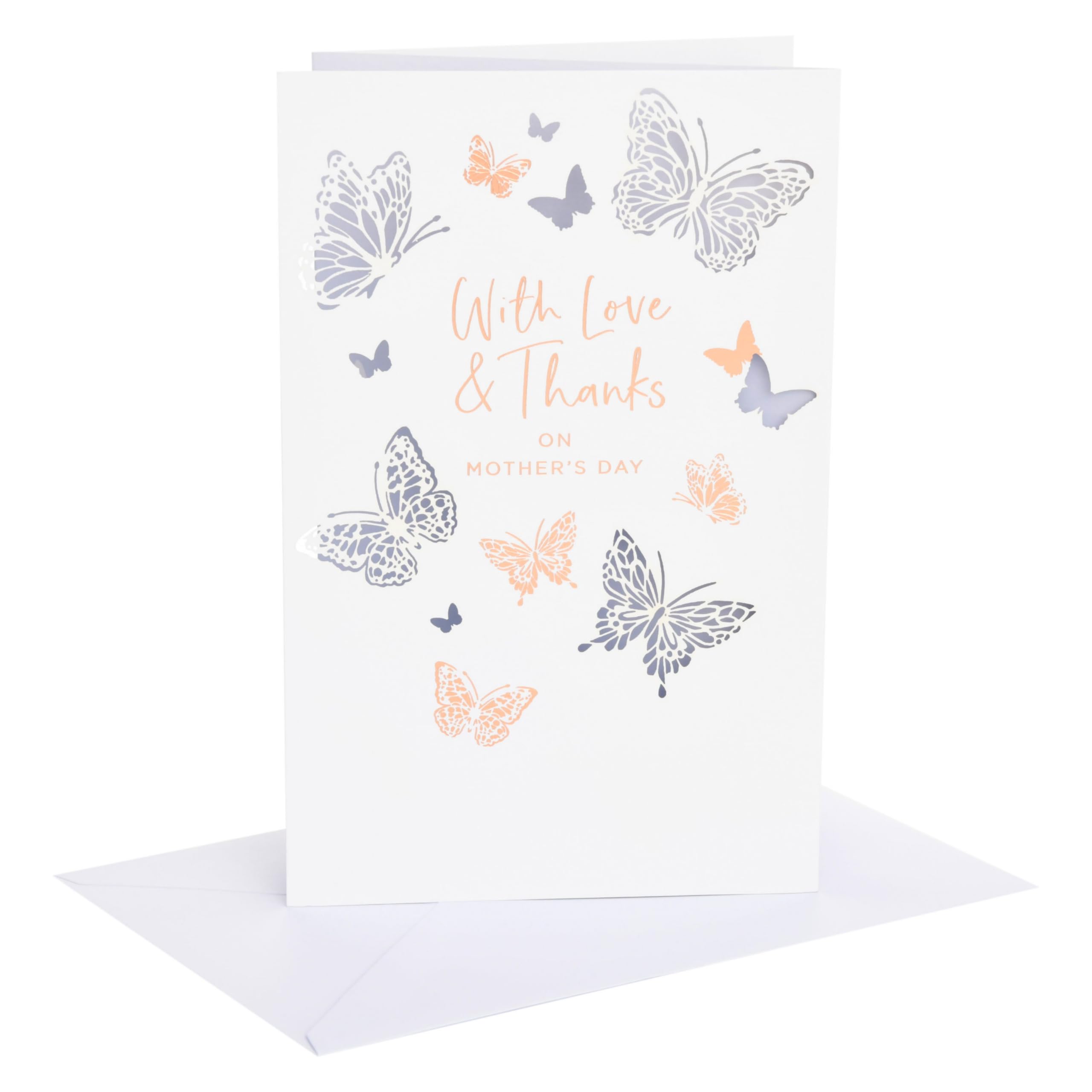 UK Greetings | Mother's Day Card | Card for Mum, Grandma, Wife | Her, Girls, Women | Butterflies Design | With Envelope | 16.5 x 25.4 cm