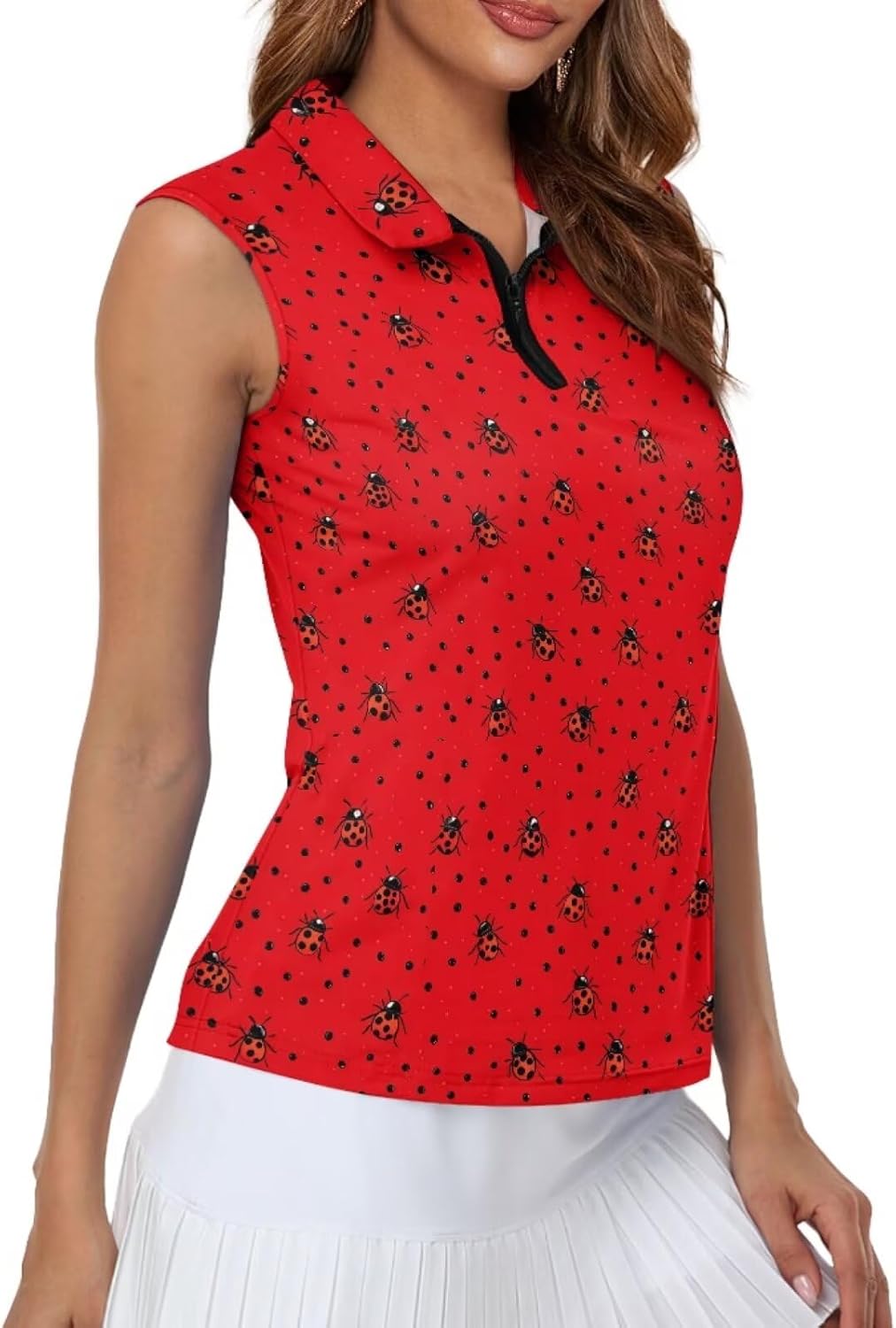 TOADDITDO Women Racerback Sleeveless Golf Shirts Collared Tennis Tops Quick Dry Athletic Tank Tops Size XS-2XL