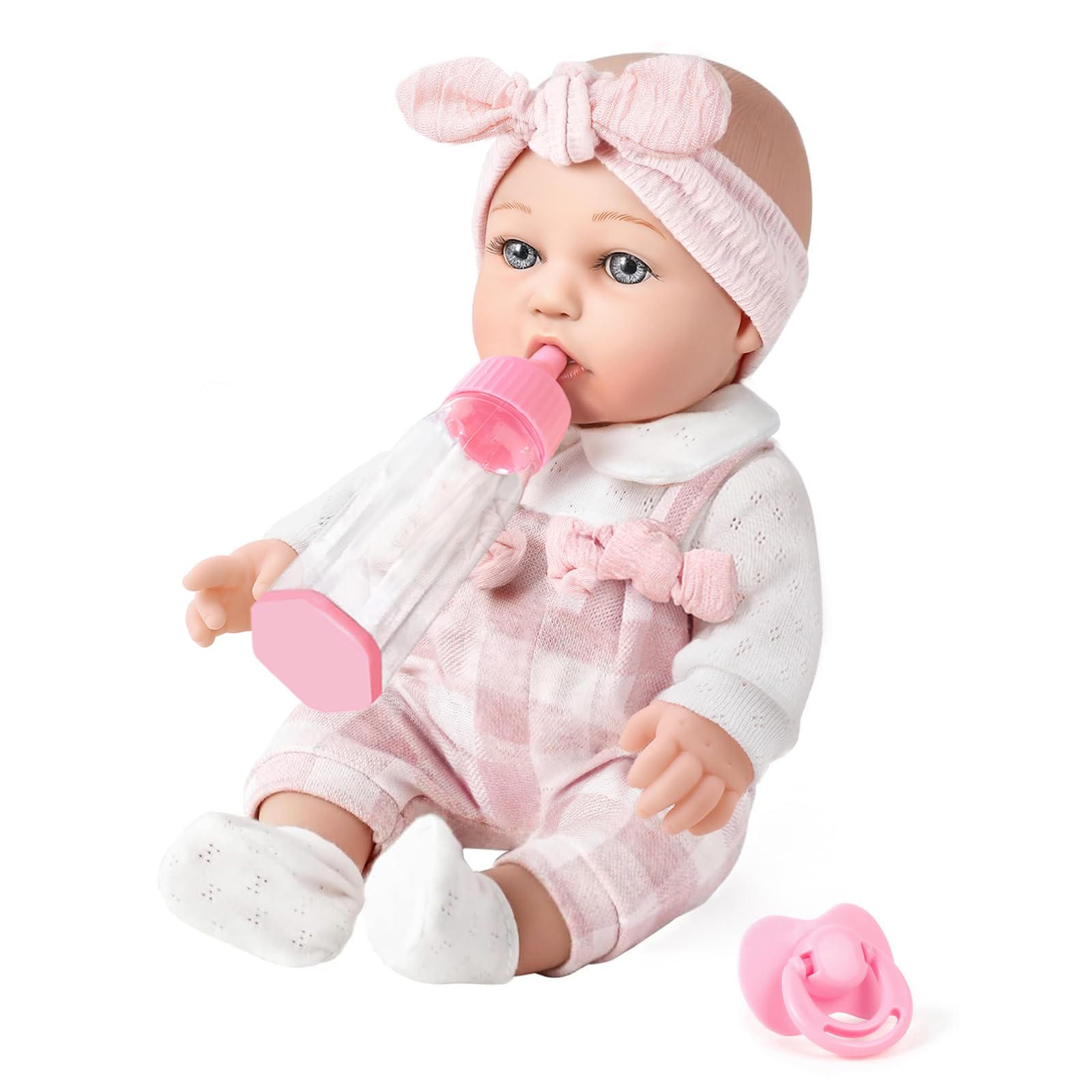 12'' Baby Doll and Clothes Accessories Playset with Feeding Bottle Pacifier First Baby Dolls for Toddlers 36 Months and Up