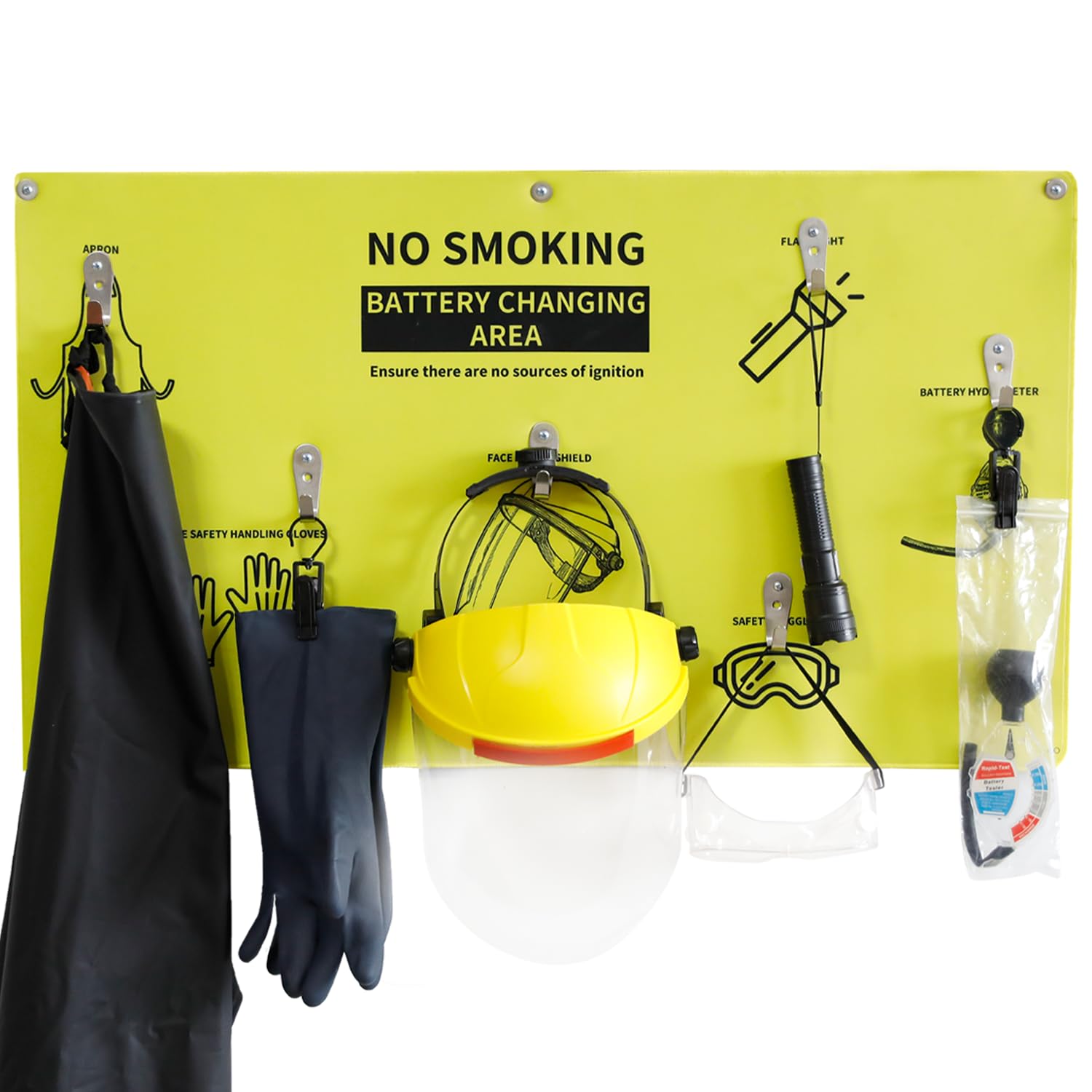 7-in-1 Complete Battery PPE Kit for Forklift Battery Maintenance – Wall-Mount PPE Station for Lift Battery Water Handling, Propane Tasks & Warehouse