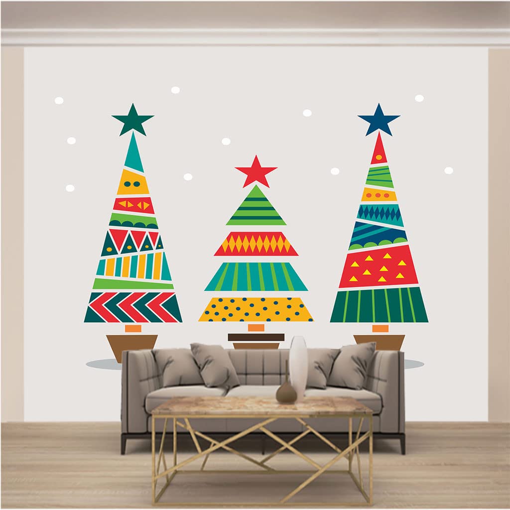 Amazon | 3D写真の壁紙 カラフルなクリスマスツリー サイズ:200