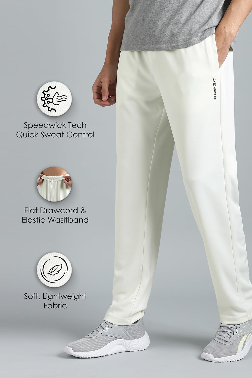 Reebok Men’s Cricket Trackpants – Sporty Everyday Athletic Pants with Pockets