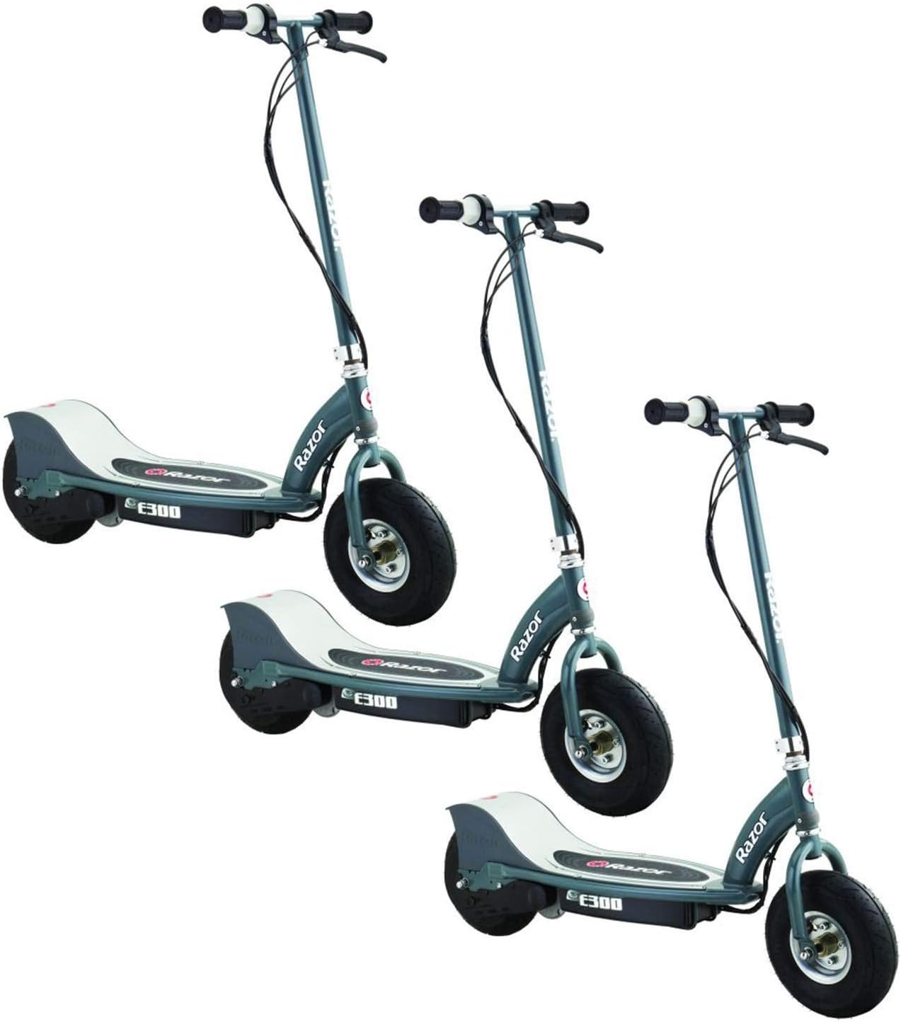Razor E300 Electric 24 Volt Motorized Rechargeable Kids Scooter, Gray (3Pack