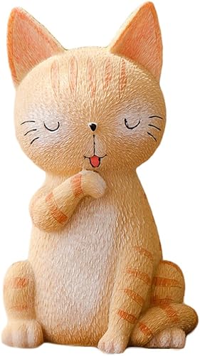 WAIT FLY Alcancía de resina con diseño de gato de pie