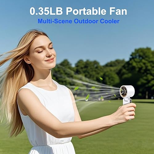 Miniatura 5 de CAZOKASI Ventilador de mano recargable de viento fuerte con iluminación ambiental 4 IN1 5000mAh hasta 22H para cuello de clip de cintura de