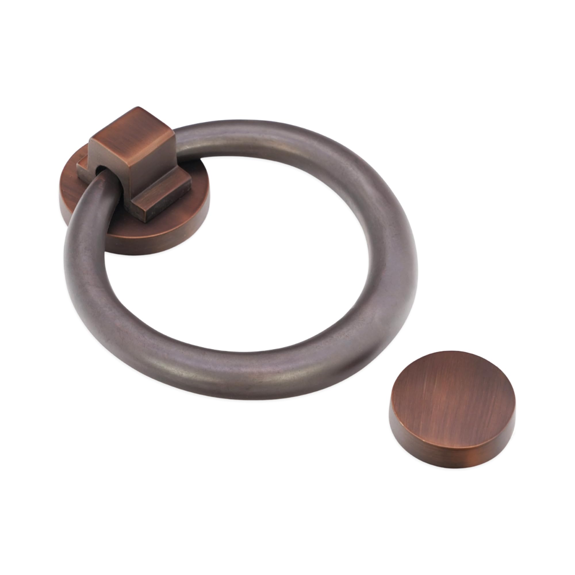 Infinity Decor Battente ad anello in ottone massiccio da 110 mm, finitura bronzo invecchiato, di alta qualità, per ingresso e porta d'ingresso