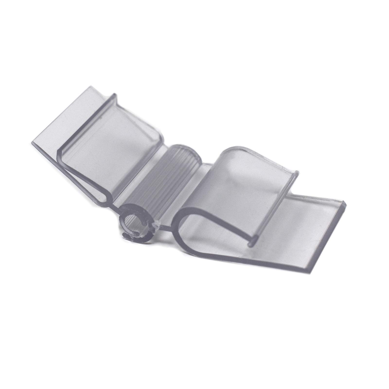 2 Part Adjustable Angle Bowl Sign Clip, Pivoting Food Tray Sign Holder, Clear, 25 Pack