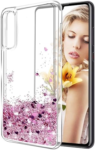 Cover per Samsung Galaxy A50 Glitter Custodia  Brillantini Trasparente Silicone Gel Morbida TPU Liquido Sabbie Mobili Bling Sparkle Anti-Scivolo Protezione Protettiva Bumper Rosa