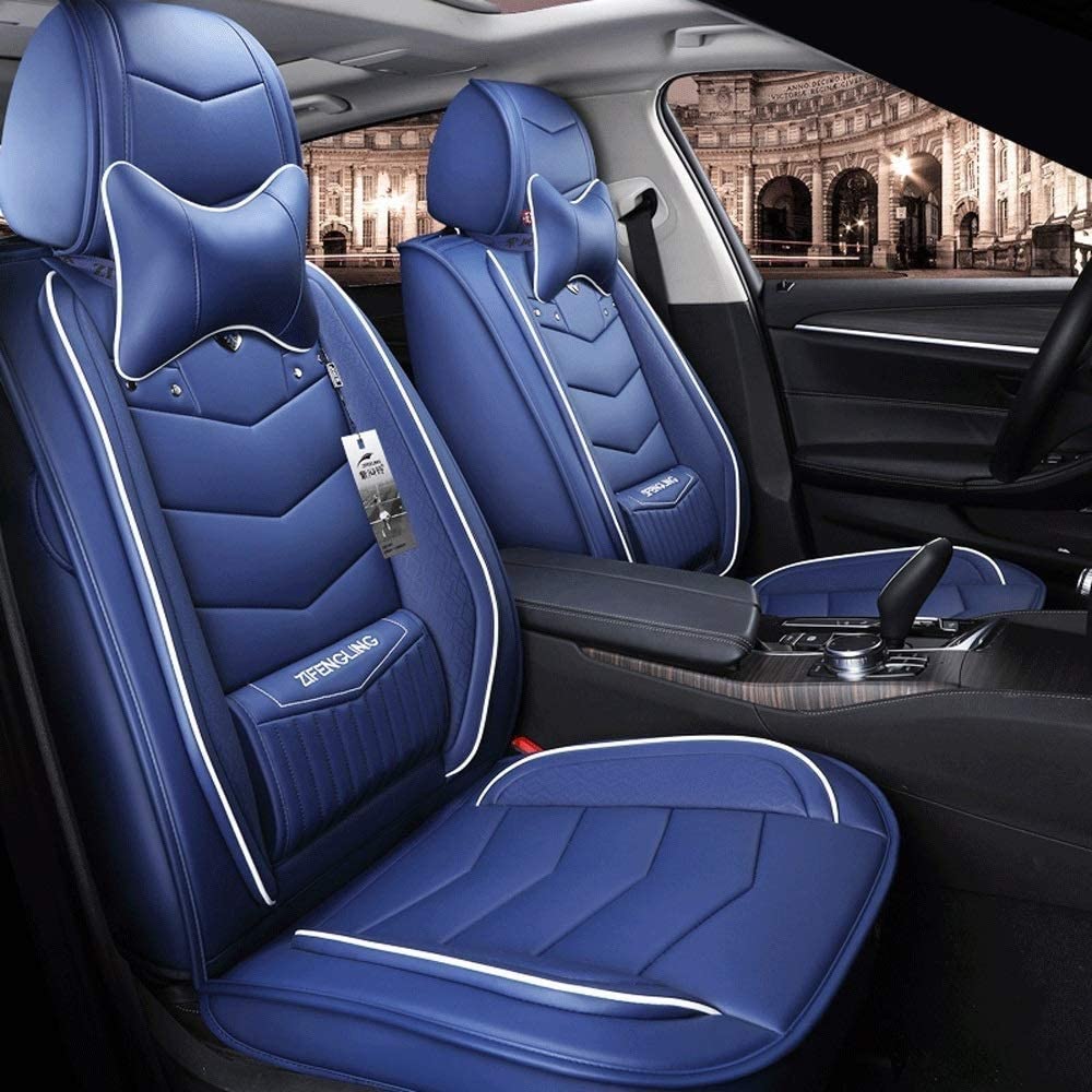 LTSY Full Set of Universal Car Protective Pad Front and Rear 5 Seats Universal Stitching Four Seasons Seat Cover Automotive Accessories Interior (Color : Blue)