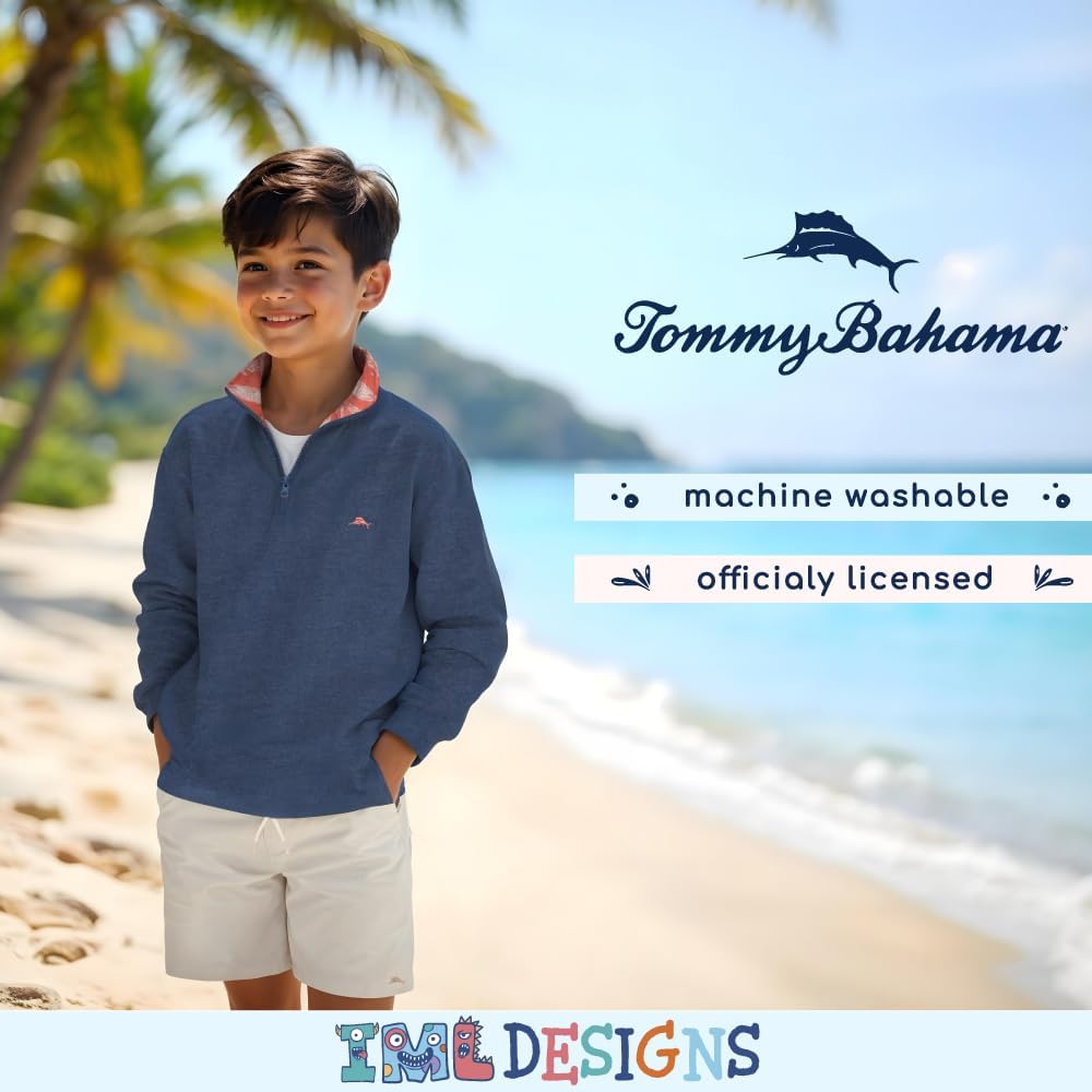 Tommy Bahama Boys Pullover Quarter-Zip Long-Sleeved Sweater & Shorts Set, Casual 2-Piece Back to School Outfit for Kids