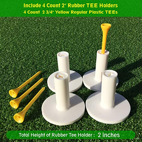 SkyLife Golf Rubber Tee Holder Set 2inch 4 Count for Driving Range Golf Practice Mat (2in 4count) - Thumbnail 3