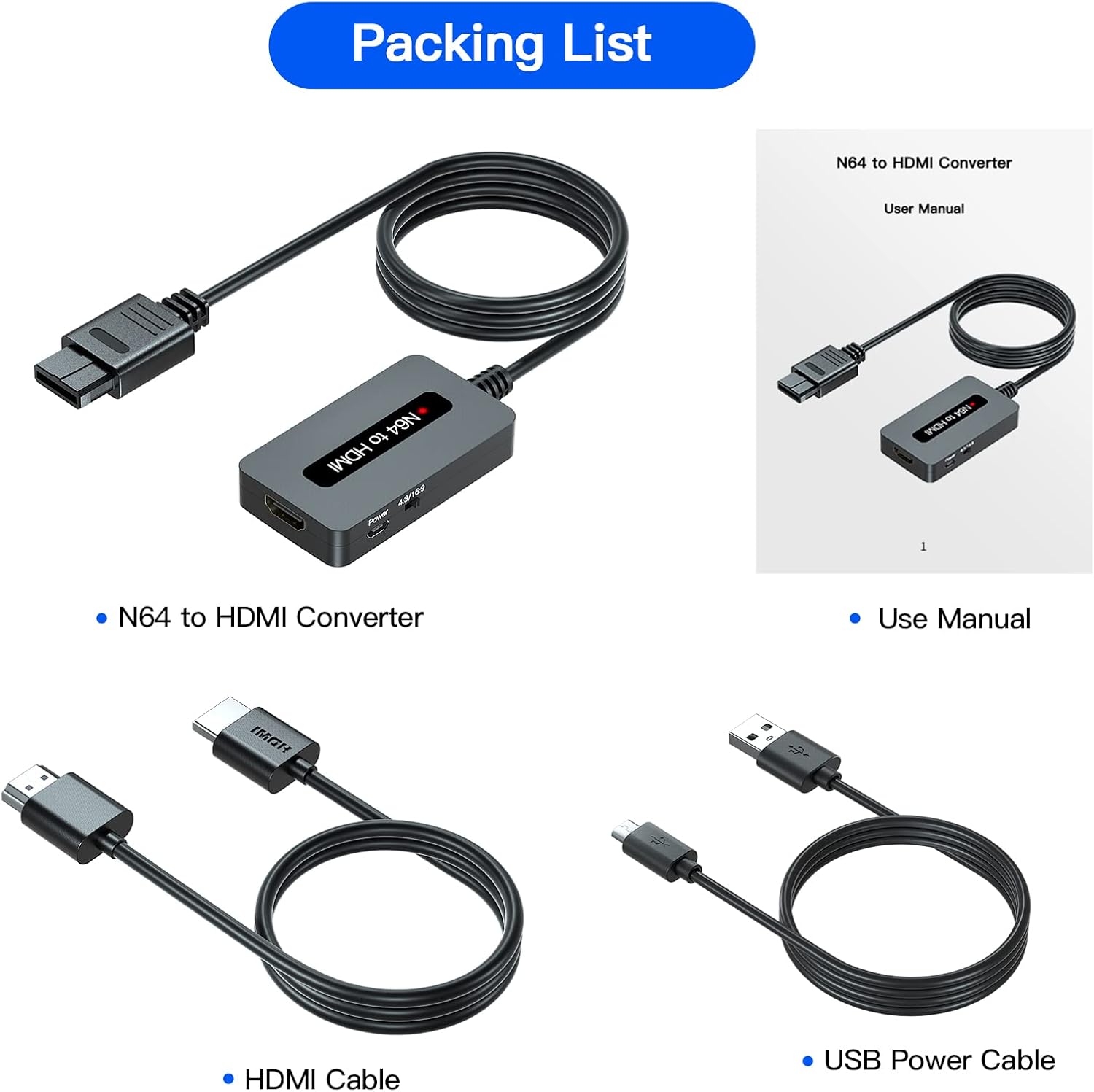 N64 to HDMI Converter, Support 4 : 3 and 16 : 9 Aspect Ratio Output Switch, N64 to HDMI Cable Compatible with N64/ Super SNES/NGC - Image 2