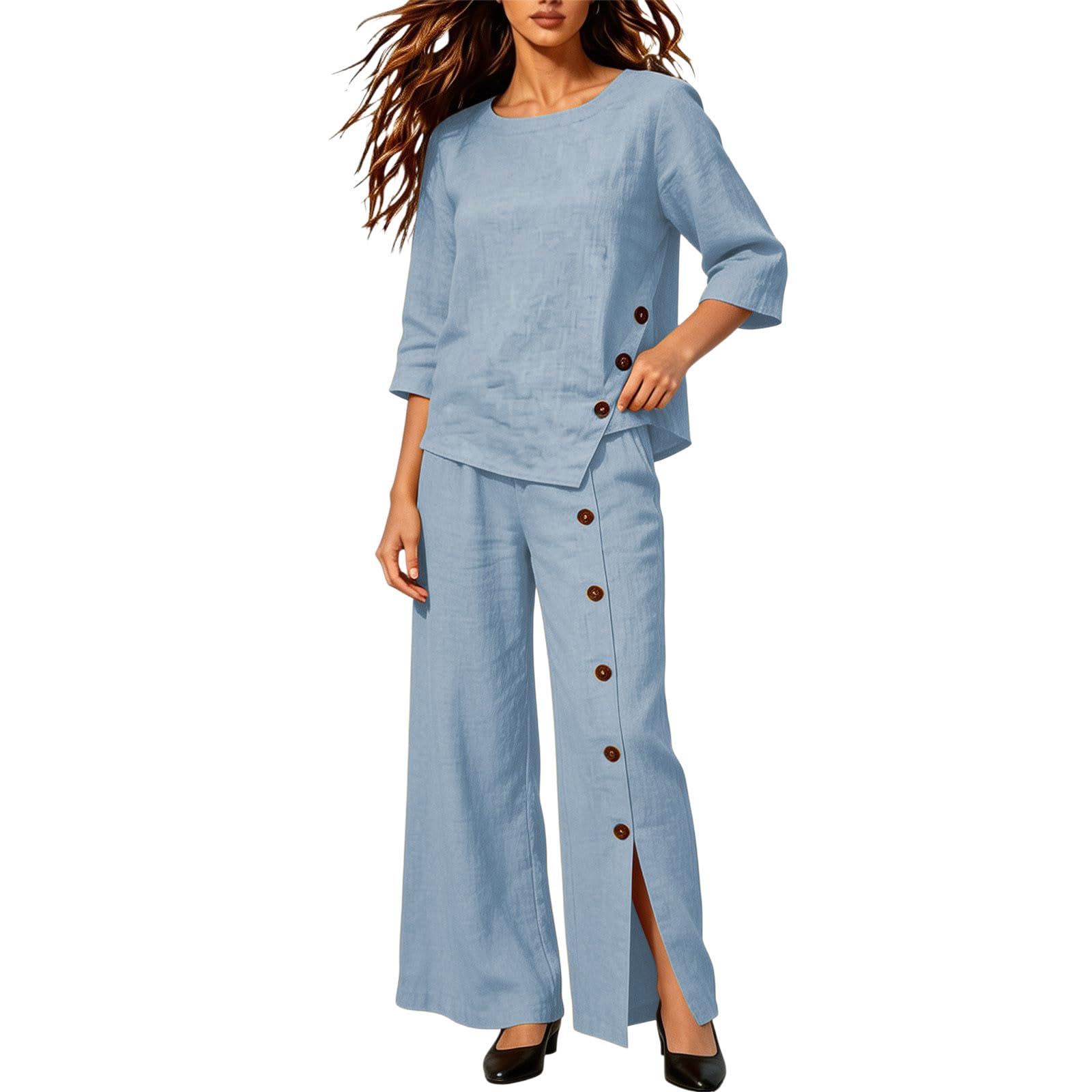 Générique Pantalon élégant et Chemise décontractée, Ensemble Pantalon Long Moderne et asymétrique à Porter