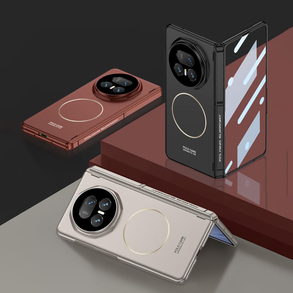 COQUE Custodia per Magic V5,Cover per cellulare con cerniera magnetica e pellicola protettiva,Custodia ad anello magnetico integrata per Honor Magic V5-Grigio titanio