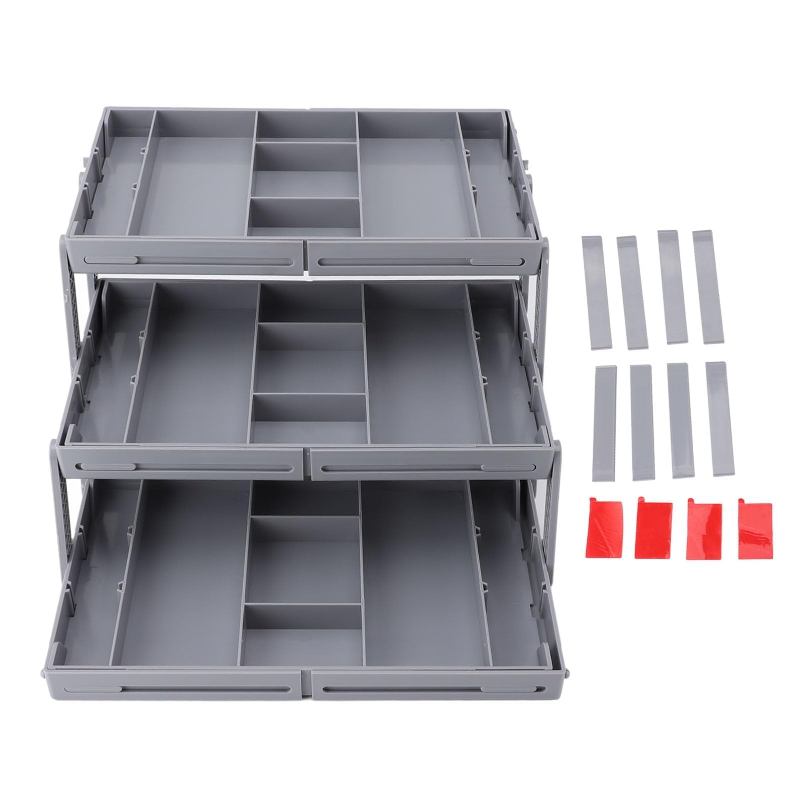 Organizador de Cajón Expandible de Plástico 3 Niveles Plegable para Maquillaje Joyería, Almacenamiento Ahorra Espacio para Baño Cocina Oficina, Una Ajustable para Accesorios