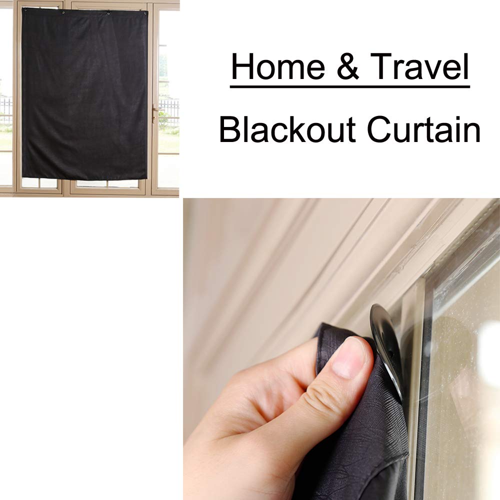 TOGRANDTemporary Portable Blinds Blackout Curtain Shade Adjustable Size with Suction Cups Provide Sleepy Environment at Home or Trip Nap Time for Baby, Kid, Day Sleeper (BLACK-LINE, 52x72inch,1pc)