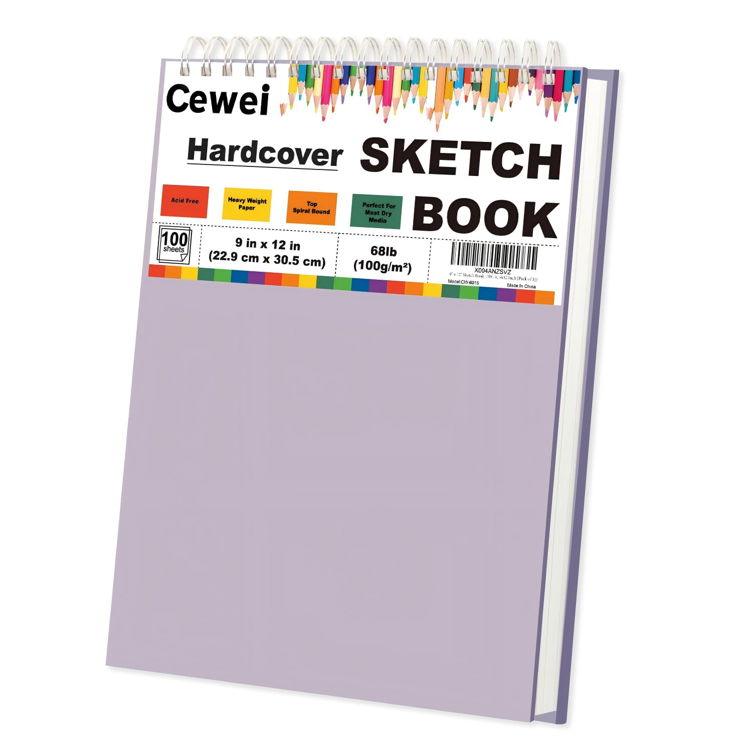 Cewei Sketchbook - 100 Sheets, 9x12 Spiral Bound -10