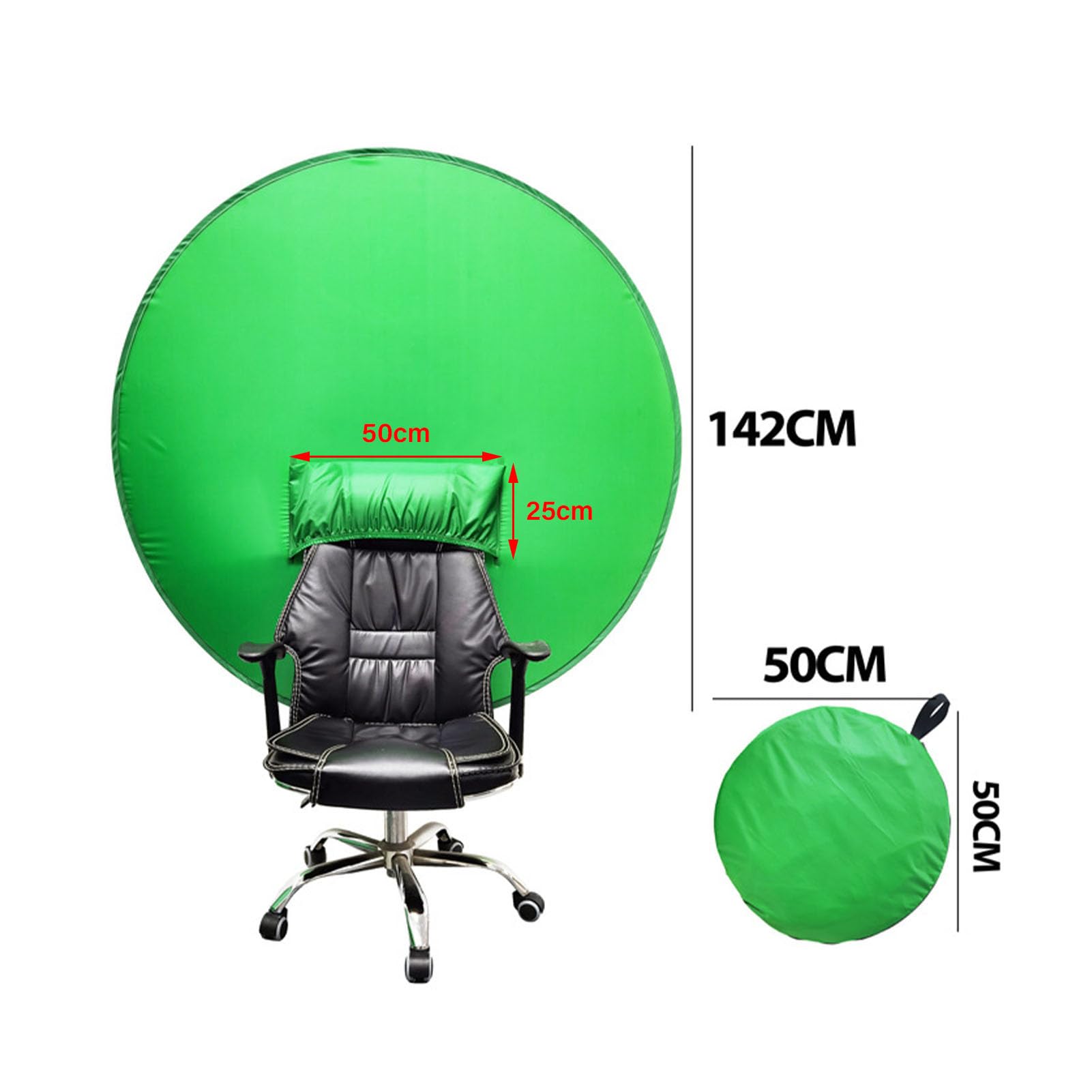 Generic Sfondo Rotondo per Schermo Verde da 142 Cm, Sfondo Portatile Chroma Key per Videoconferenze, Streaming Live e Fotografia con Fodera per Sedia Elastica