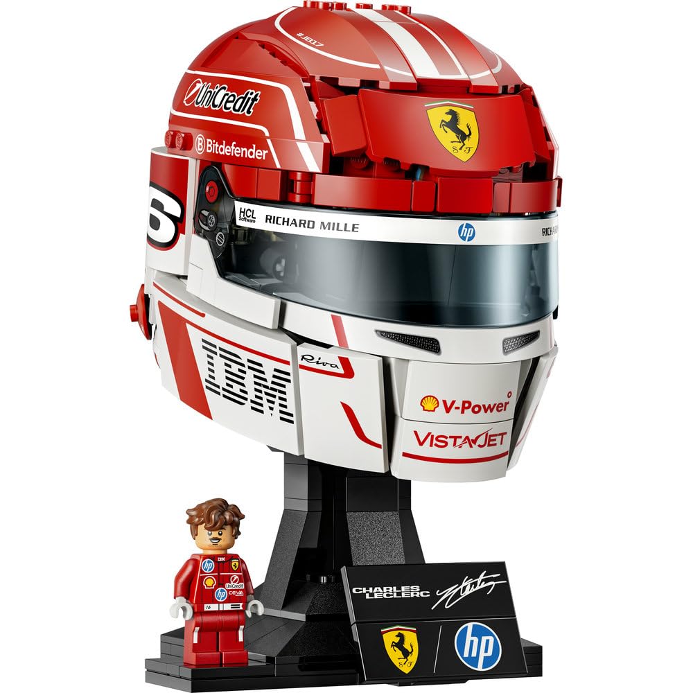LEGO Editions Kask Charles Leclerc Scuderia Ferrari HP 43014 | Gadżet F1, zestaw klocków dla dzieci i nastolatków, prezent dla fana Formuły 1, dla chłopców i dziewczynek 14+, 886 elementów