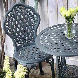 Lazy Susan Ivy 2 seater Bistro set | Cast Aluminium Garden Furniture Set | Weatherproof | Maintenance Free | Matching Bistro Chairs | Slate Grey Finish