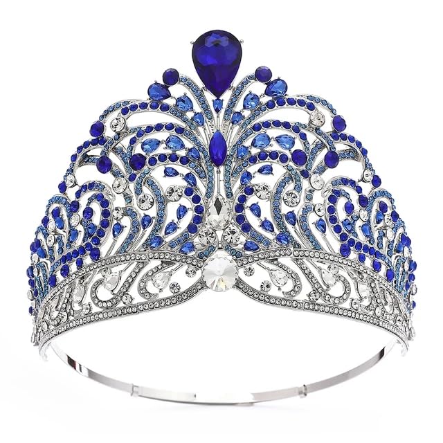 Miss Universe Force for Good Crown Bling Rhinestone Full Circle Tiara Adjustable Large Crown for Bride Wedding Party Large Crowns, Size: diamter: 16cm height: 11cm, Mother Of Pearl, Goldstone
