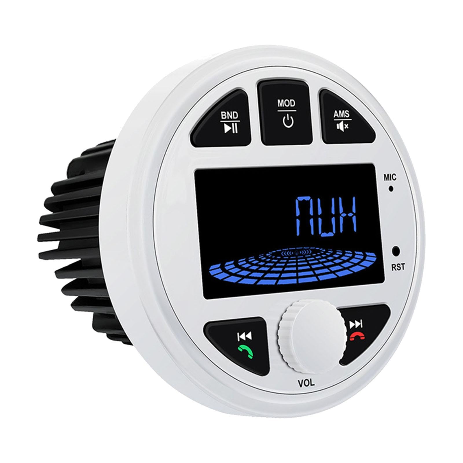 Marine Stereo Empfänger mit Bluetooth & USB: Wasserdichter Boots-Radio, Rundempfänger mit Fernbedienung für professionelle Marine-Audio- Weiß