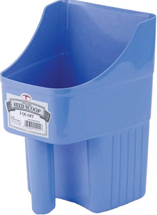 Little Giant® Plastic Enclosed Feed Scoop | Heavy Duty Durable Stackable Feed Scoop with Measure Marks | 3 Quart | Ranchers, Homesteaders and Livestock Farmers | Berry Blue