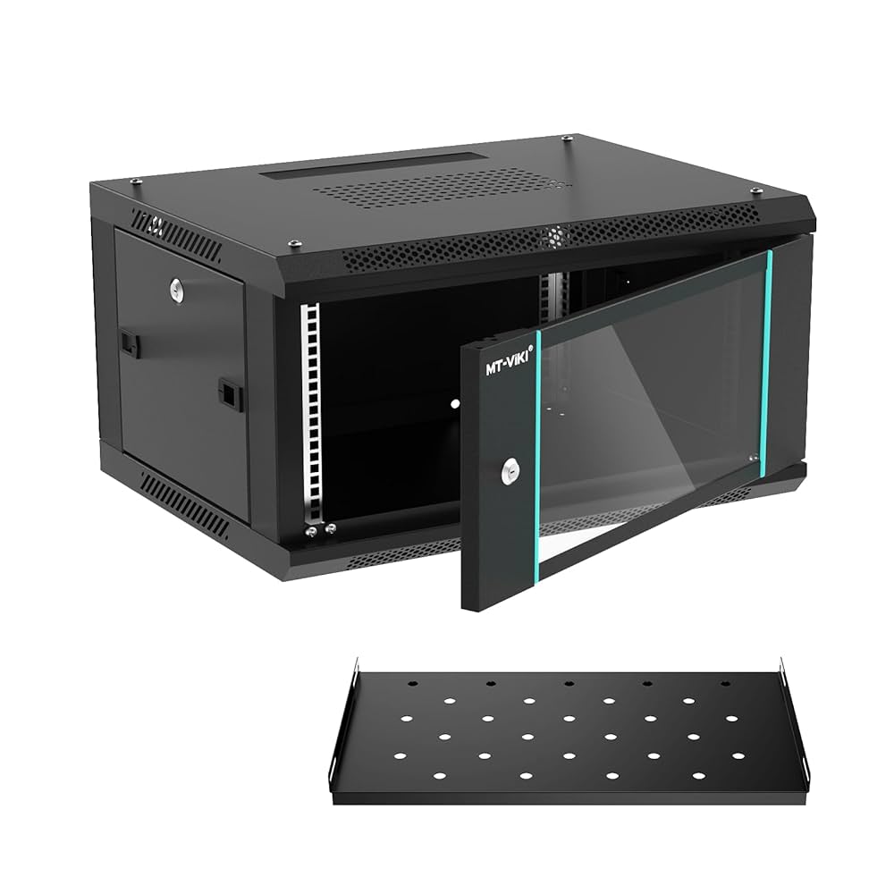 MT-VIKI 6U 壁取り付けサーバーキャビネット ラックシェルフ1枚付き Amazon.com: MT-VIKI 6U Wall Mount Server Cabinet Network